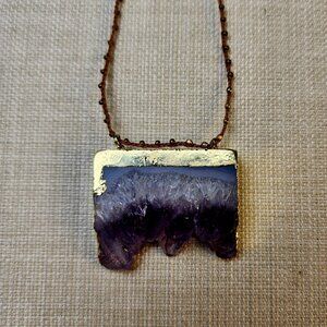 Amethyst Crystal Pendent Statement Womens Necklace
